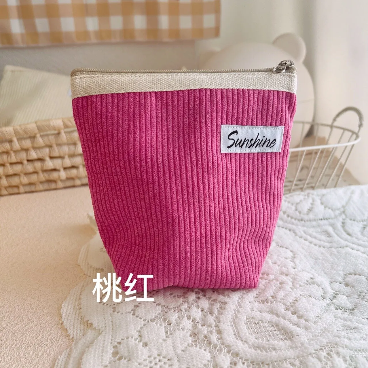 Small Cosmetic Bags Outside Portable Corduroy Clutch Makeup Coin Purse