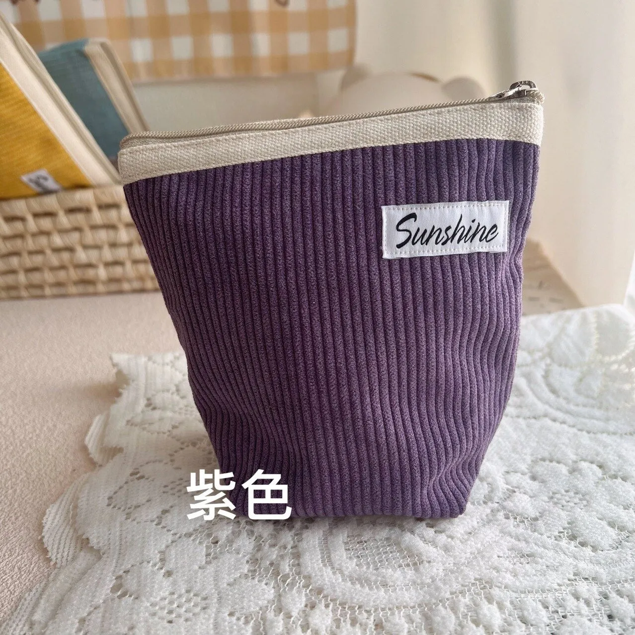 Small Cosmetic Bags Outside Portable Corduroy Clutch Makeup Coin Purse