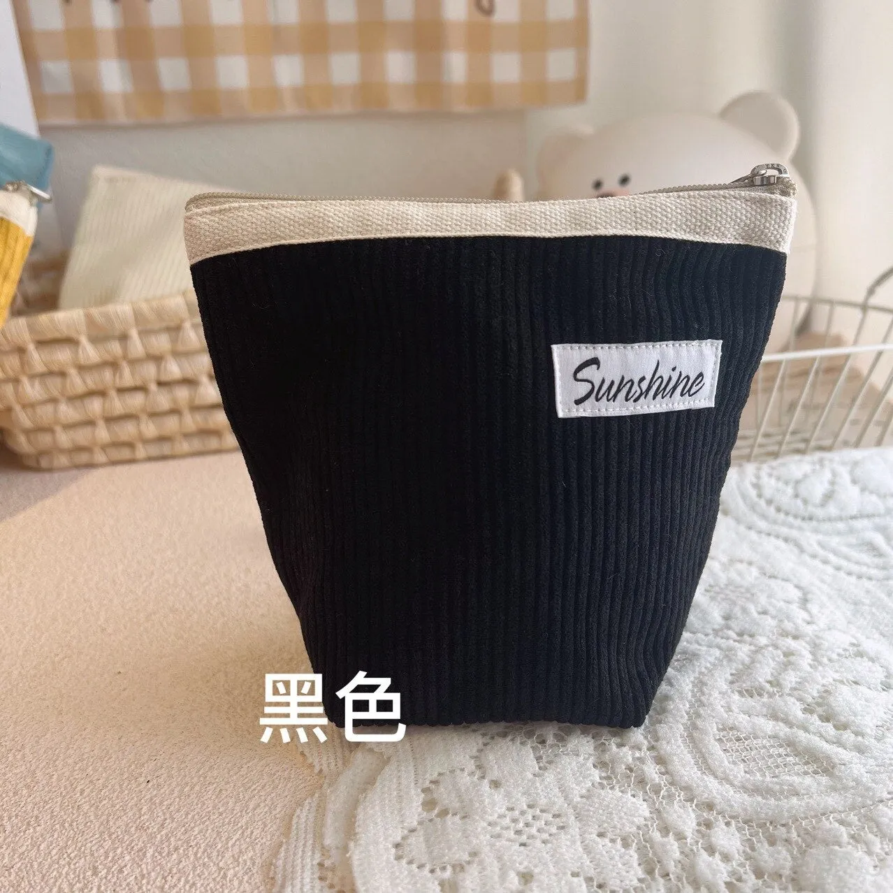 Small Cosmetic Bags Outside Portable Corduroy Clutch Makeup Coin Purse