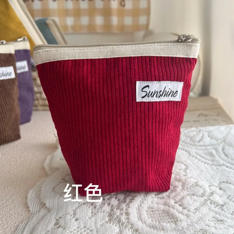 Small Cosmetic Bags Outside Portable Corduroy Clutch Makeup Coin Purse