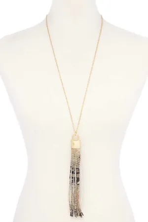 Snake Pattern Pu Leather Tassel Necklace