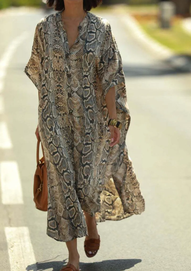 SnakeSkin Print Swimsuit cover up Kimono Beach Robe Long Dress Sarong Dress Beachwear