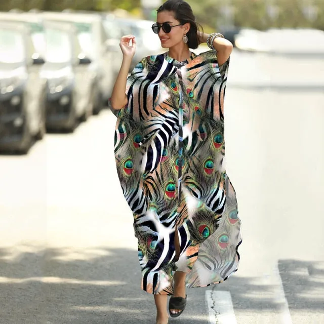 SnakeSkin Print Swimsuit cover up Kimono Beach Robe Long Dress Sarong Dress Beachwear