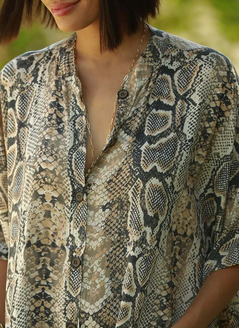 SnakeSkin Print Swimsuit cover up Kimono Beach Robe Long Dress Sarong Dress Beachwear