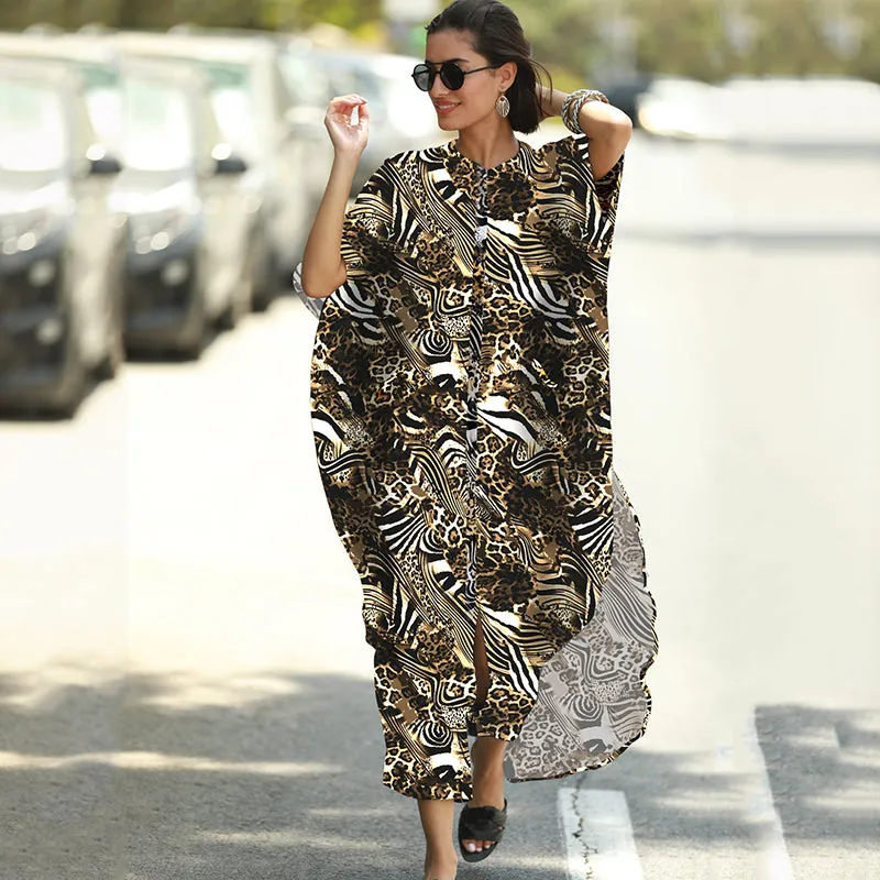 SnakeSkin Print Swimsuit cover up Kimono Beach Robe Long Dress Sarong Dress Beachwear