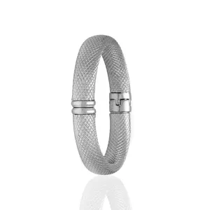 Snakeskin Silver Tone Bangle Bracelet Large