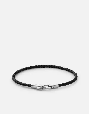 Snap Leather Bracelet, Sterling Silver