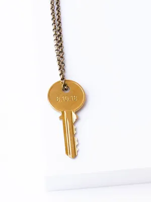 Sobriety Date Anniversary Classic Key Necklace