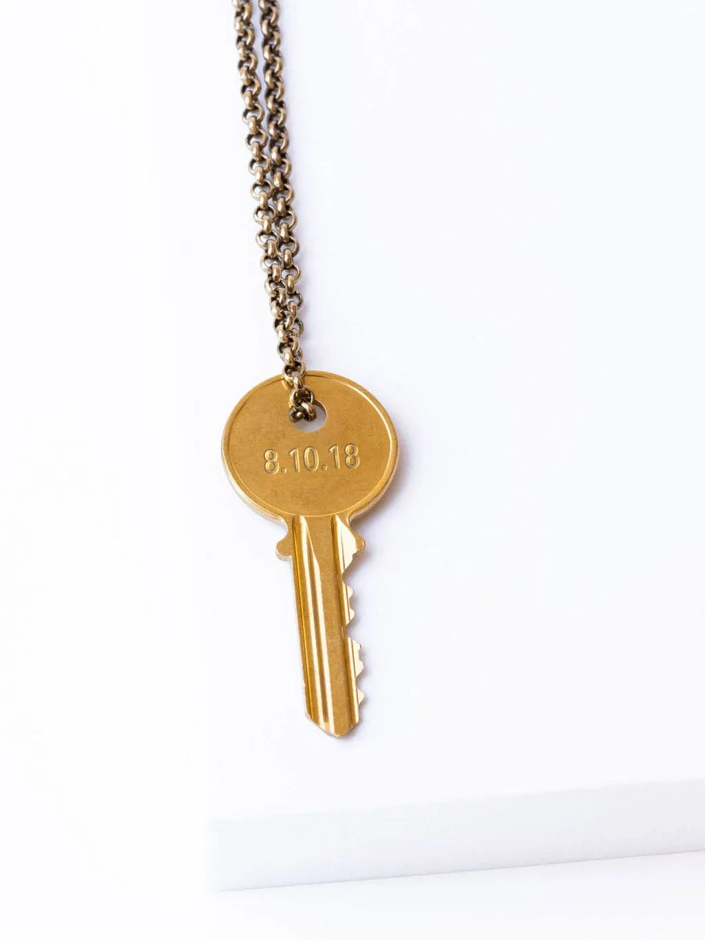 Sobriety Date Anniversary Classic Key Necklace