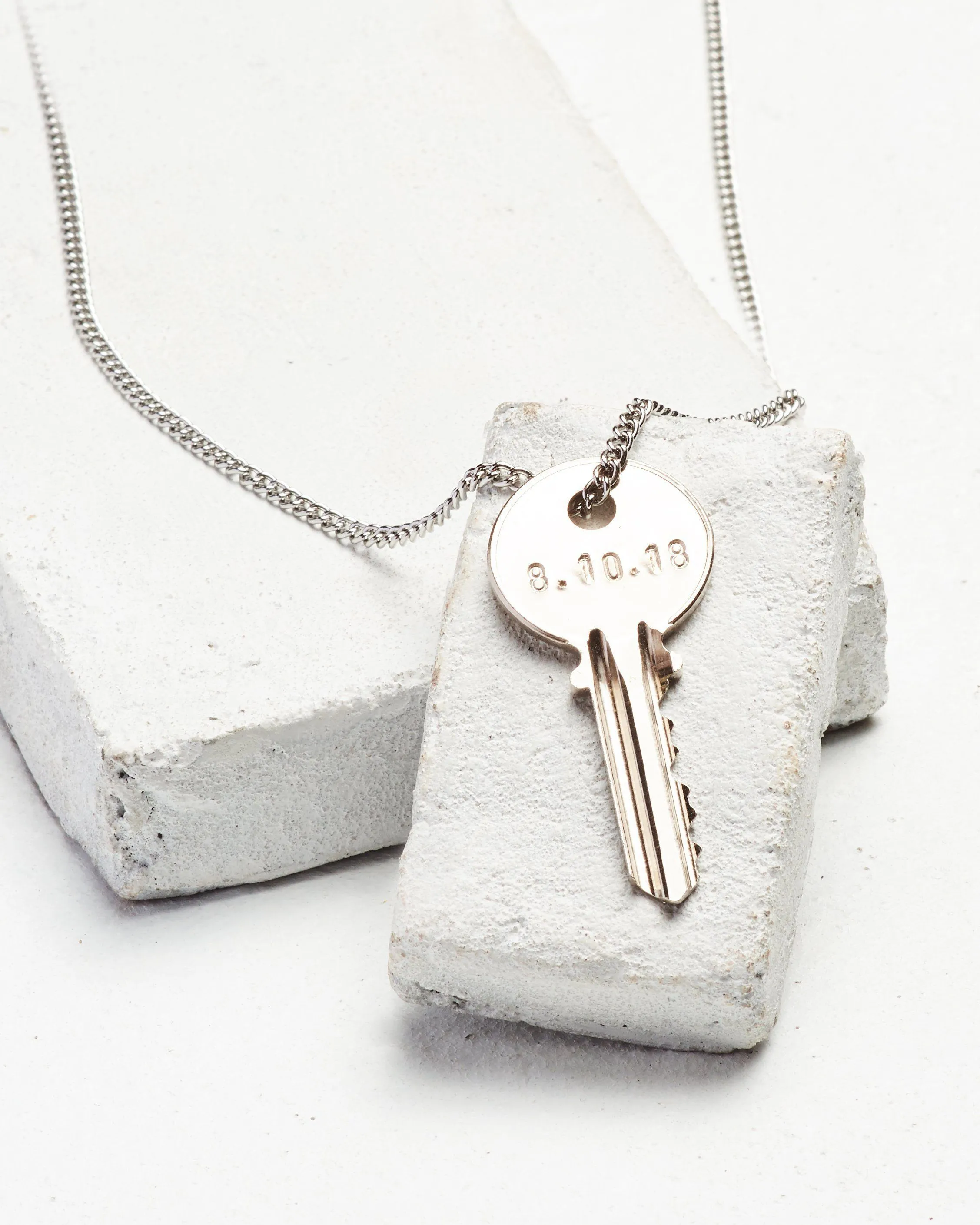 Sobriety Date Anniversary Classic Key Necklace