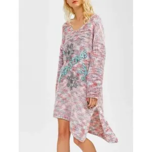Space Dyed Asymmetrical Christmas Tunic Jumper Dress - One Size