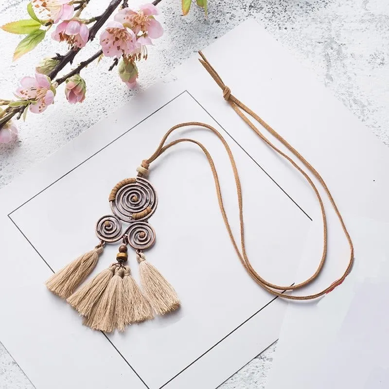 Spiral Tassel Choker Necklace