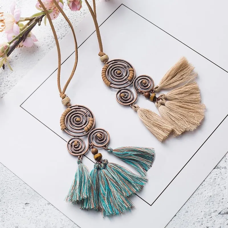 Spiral Tassel Choker Necklace