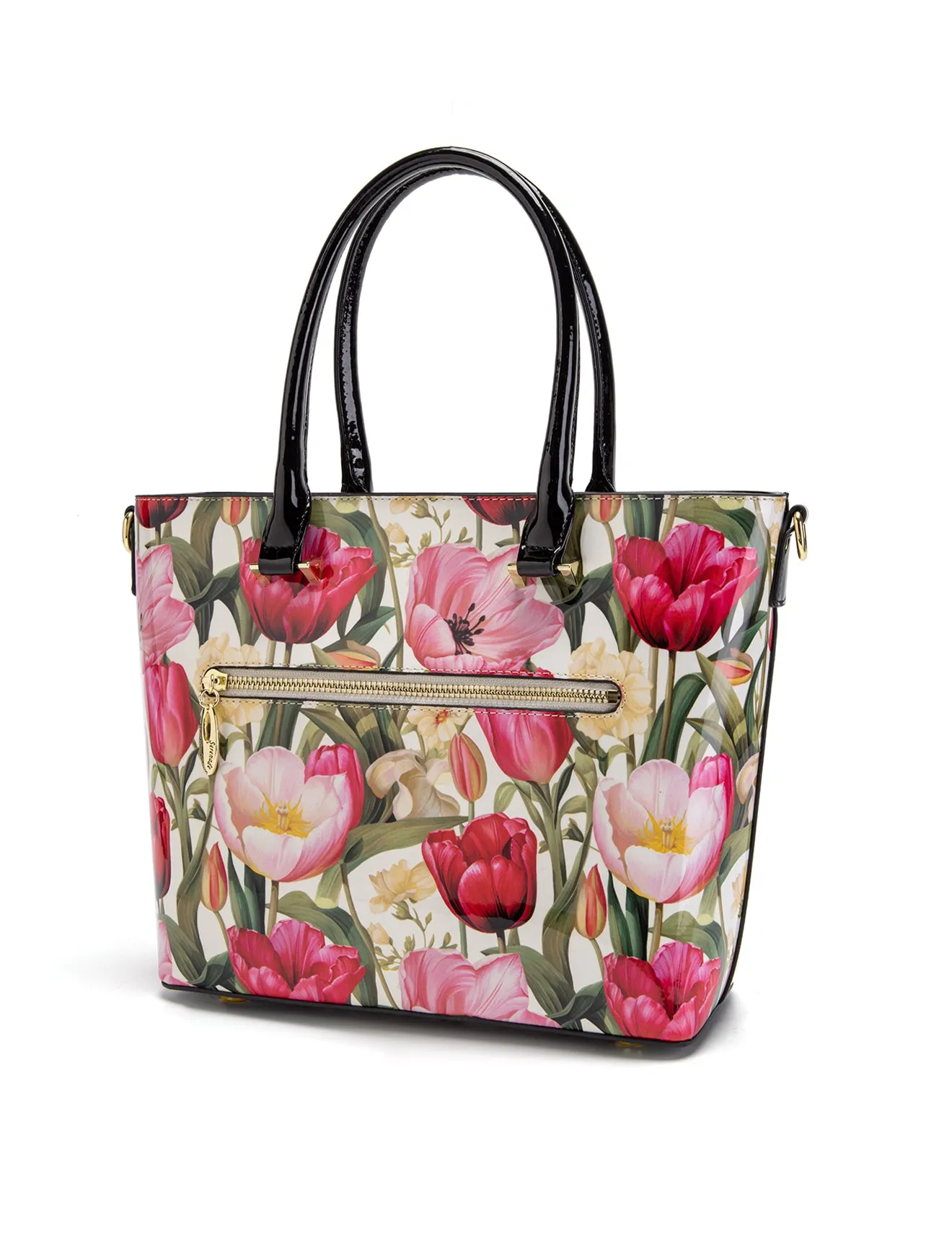 SPRING TULIP PATENT LEATHER GRIP HANDLE BAG- SF21-8787