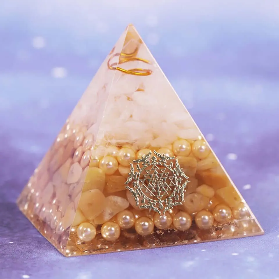 Sri Yantra Pearl Crystal Pyramid