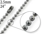 Stainless Steel 24" Dogtag Bead Chain Necklace 2.5mm