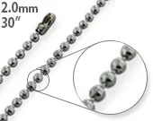 Stainless Steel 30" Dogtag Bead Chain Necklace 2.0mm