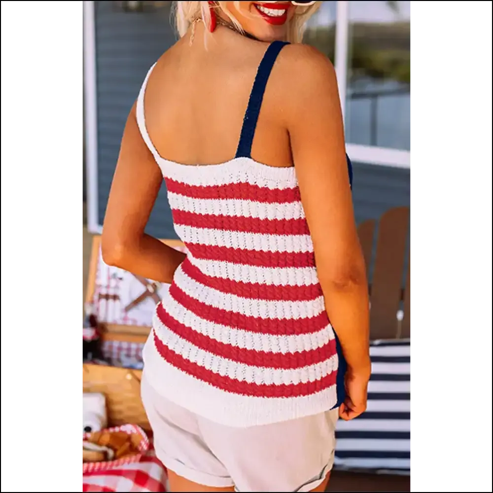 Stars, Stripes, and Slay: a Patriotic Red Knit Tank Top from Needful Things 🔥