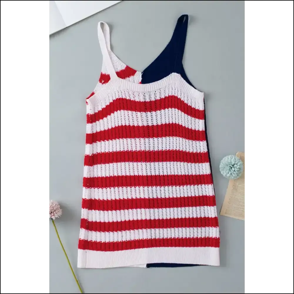 Stars, Stripes, and Slay: a Patriotic Red Knit Tank Top from Needful Things 🔥