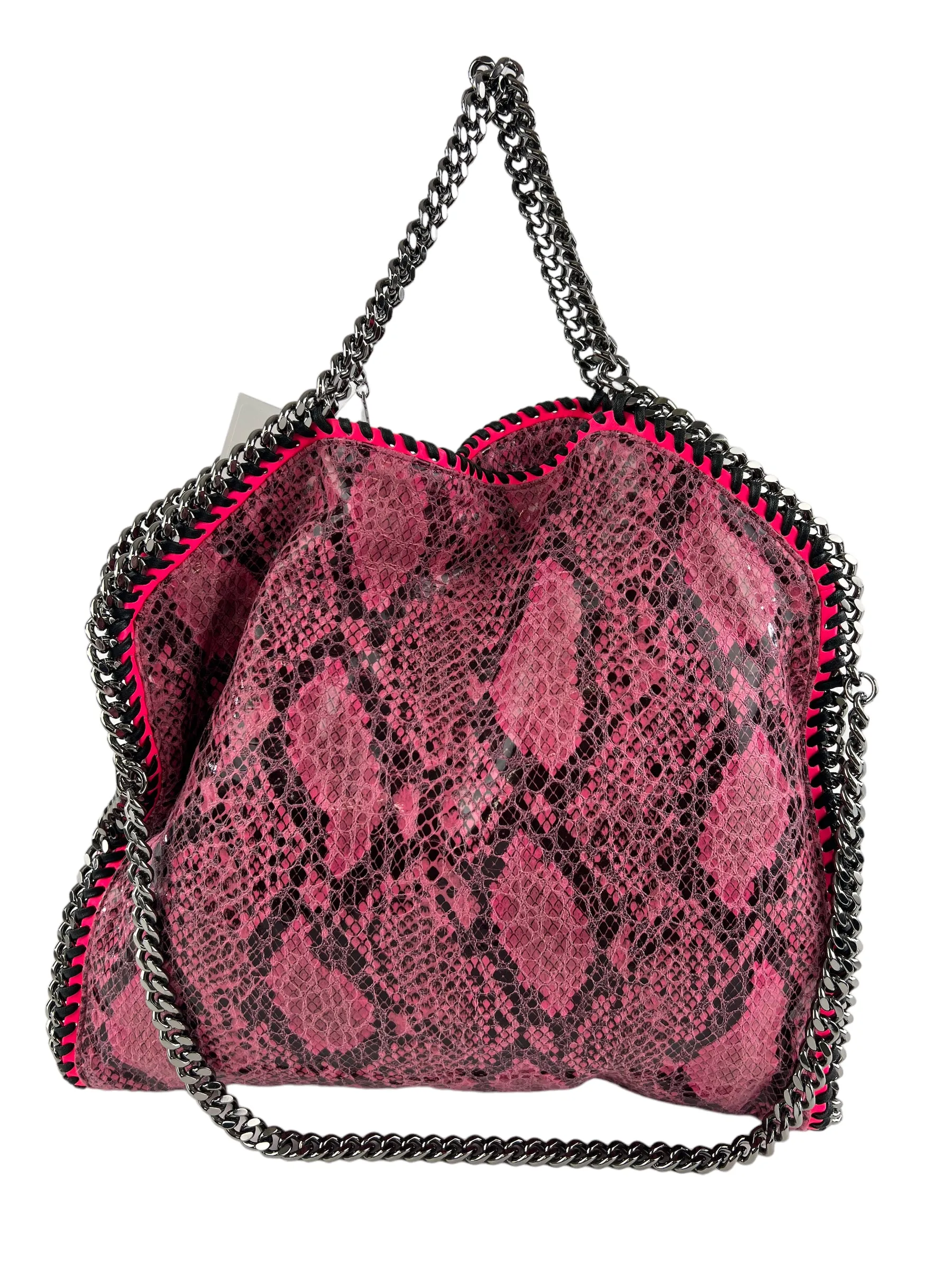 Stella McCartney Pink Faux Leather Snake Print Falabella Tote
