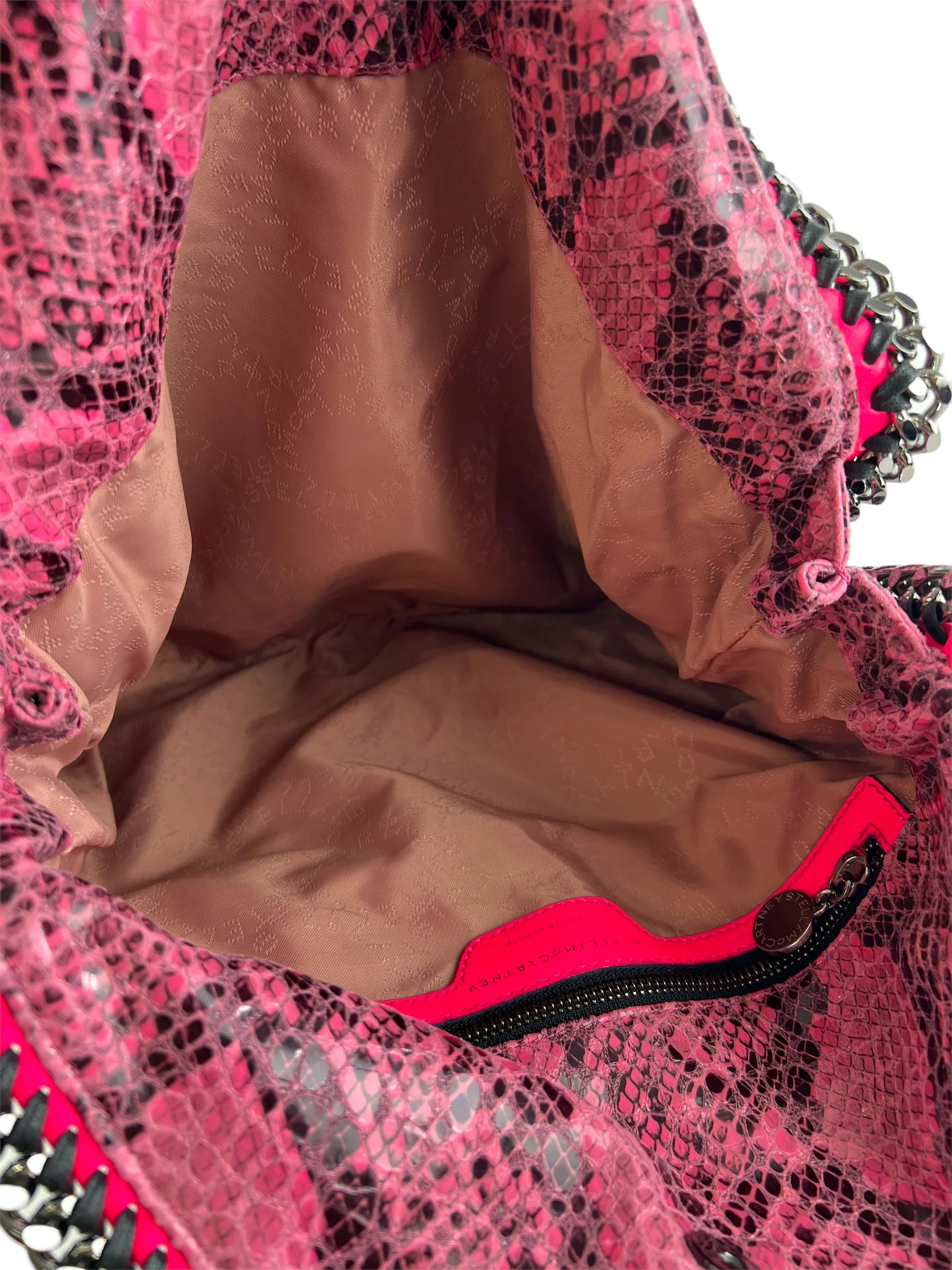 Stella McCartney Pink Faux Leather Snake Print Falabella Tote