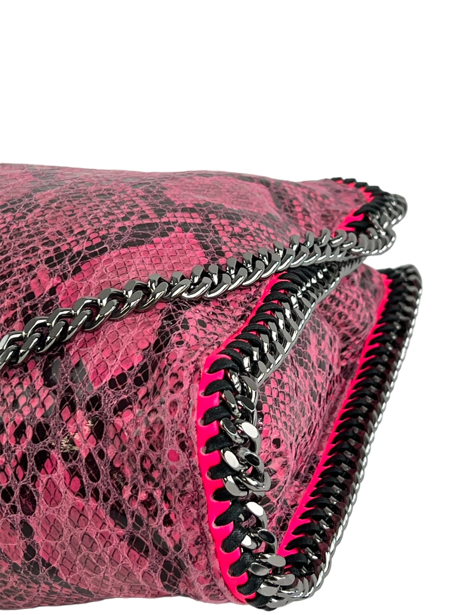 Stella McCartney Pink Faux Leather Snake Print Falabella Tote