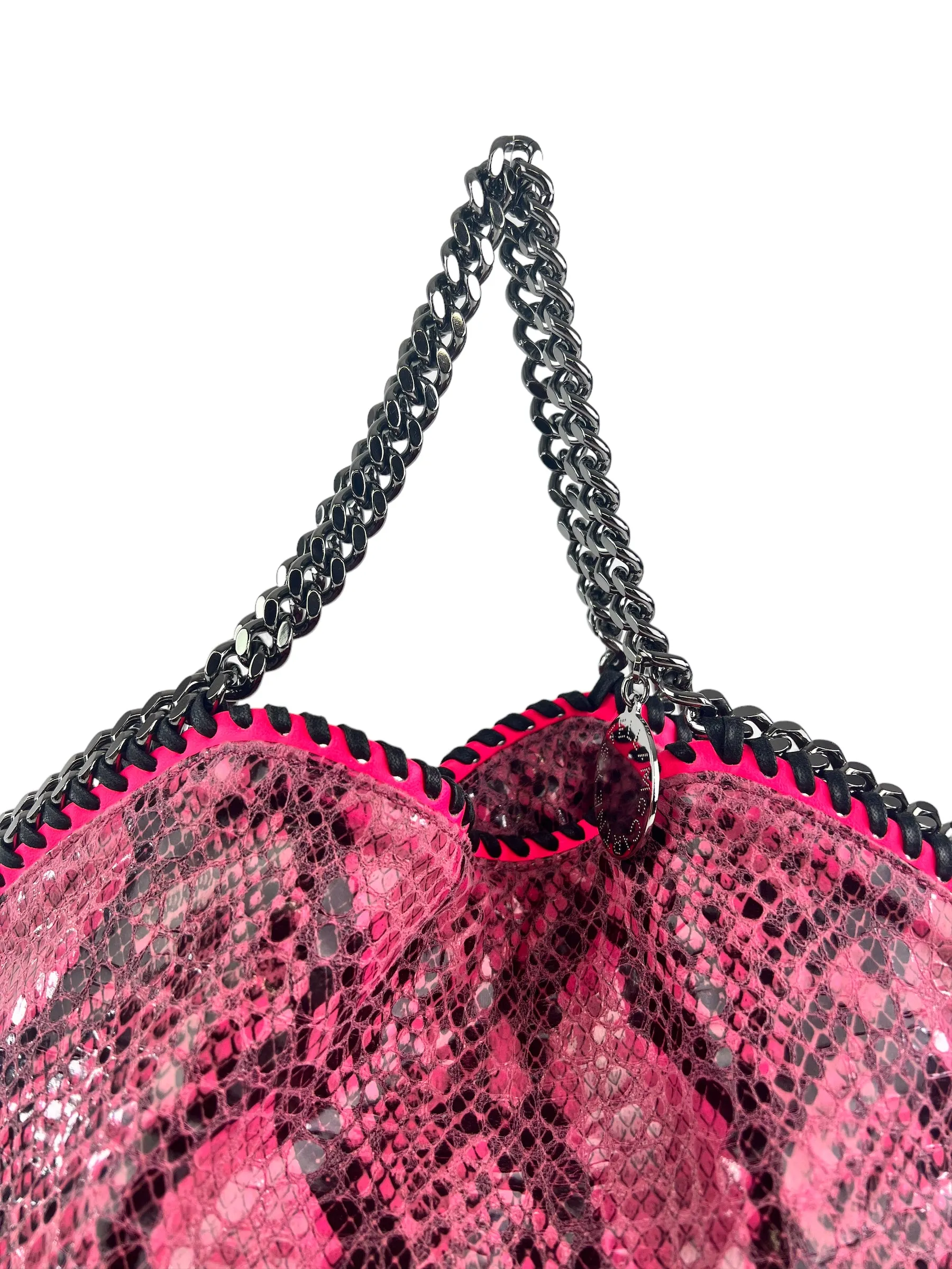 Stella McCartney Pink Faux Leather Snake Print Falabella Tote