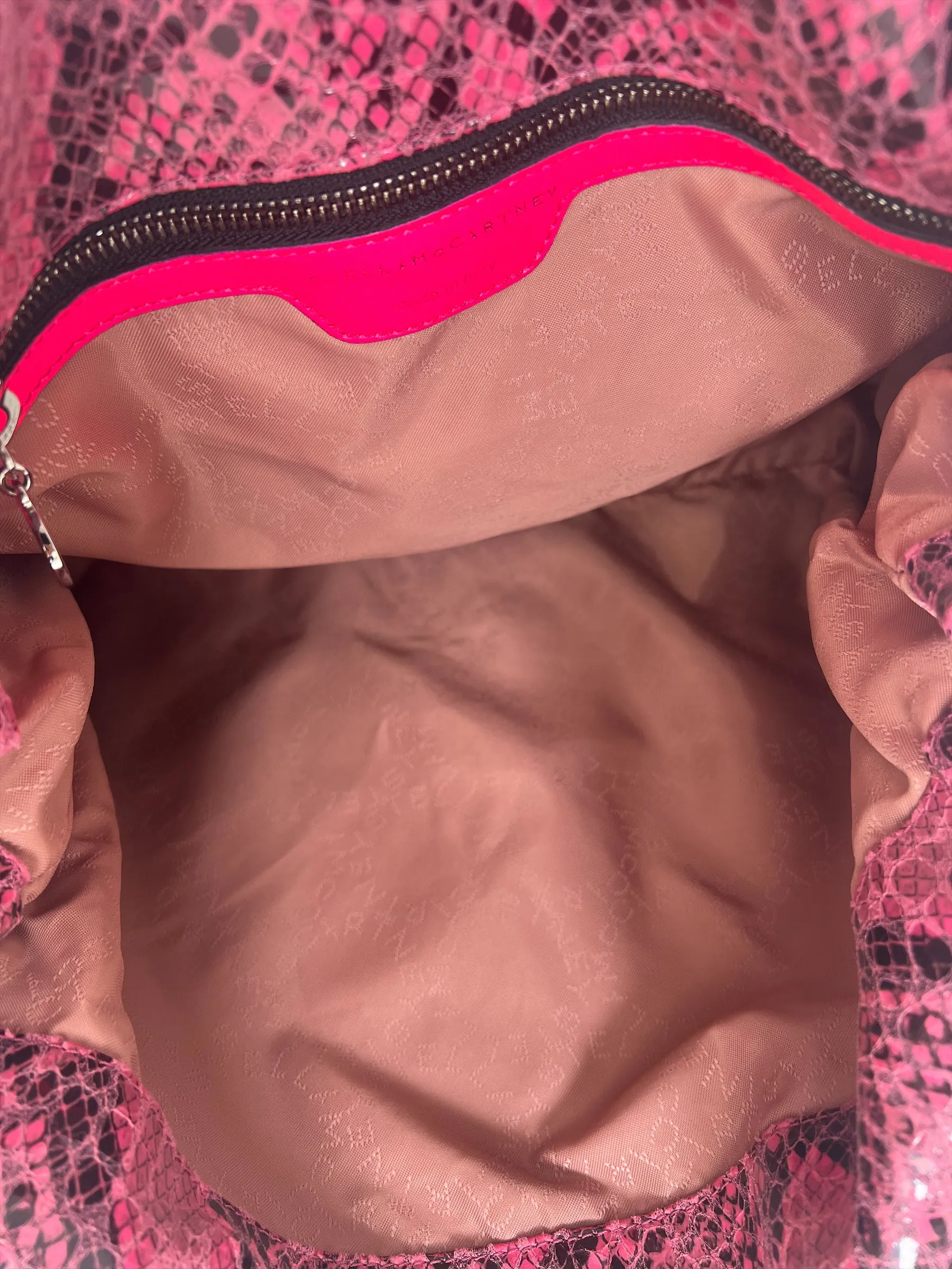 Stella McCartney Pink Faux Leather Snake Print Falabella Tote