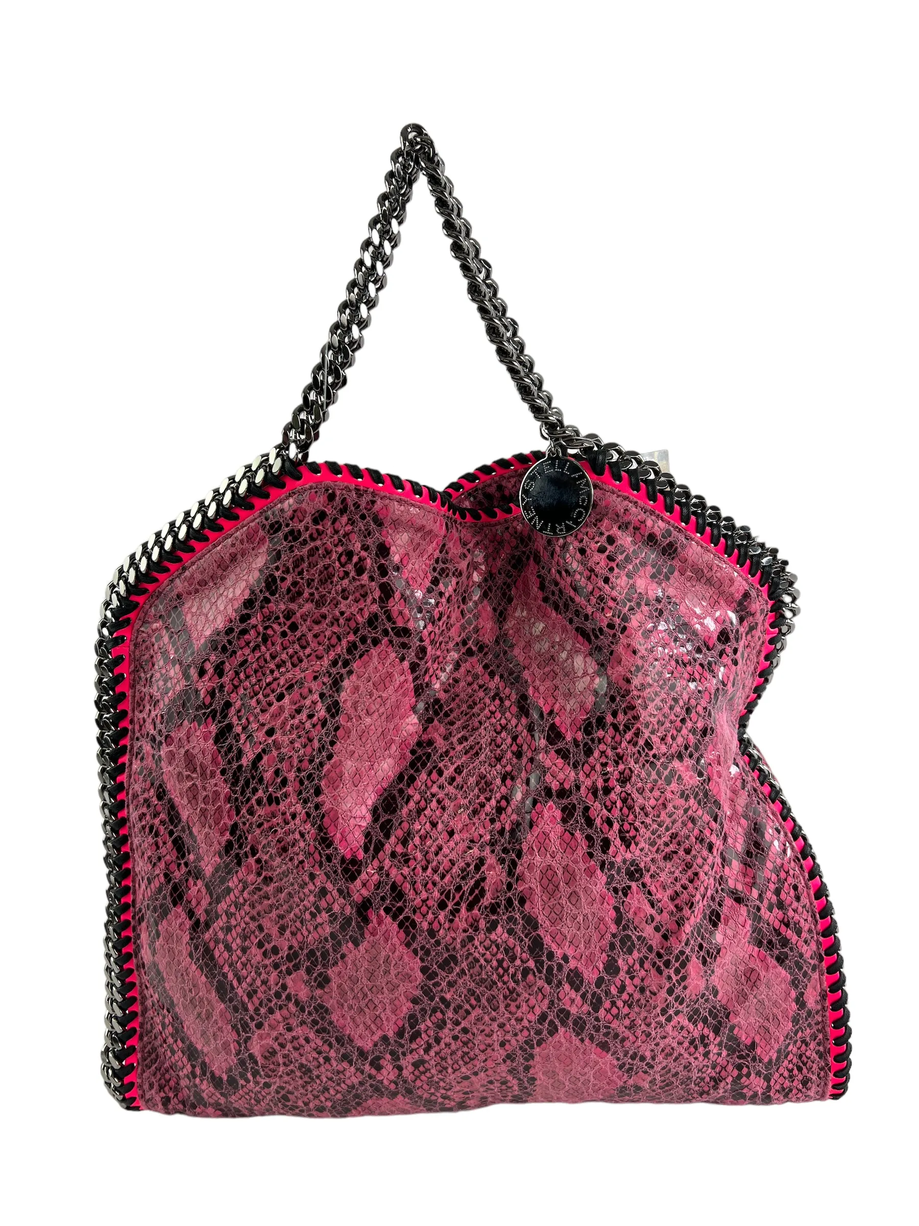 Stella McCartney Pink Faux Leather Snake Print Falabella Tote