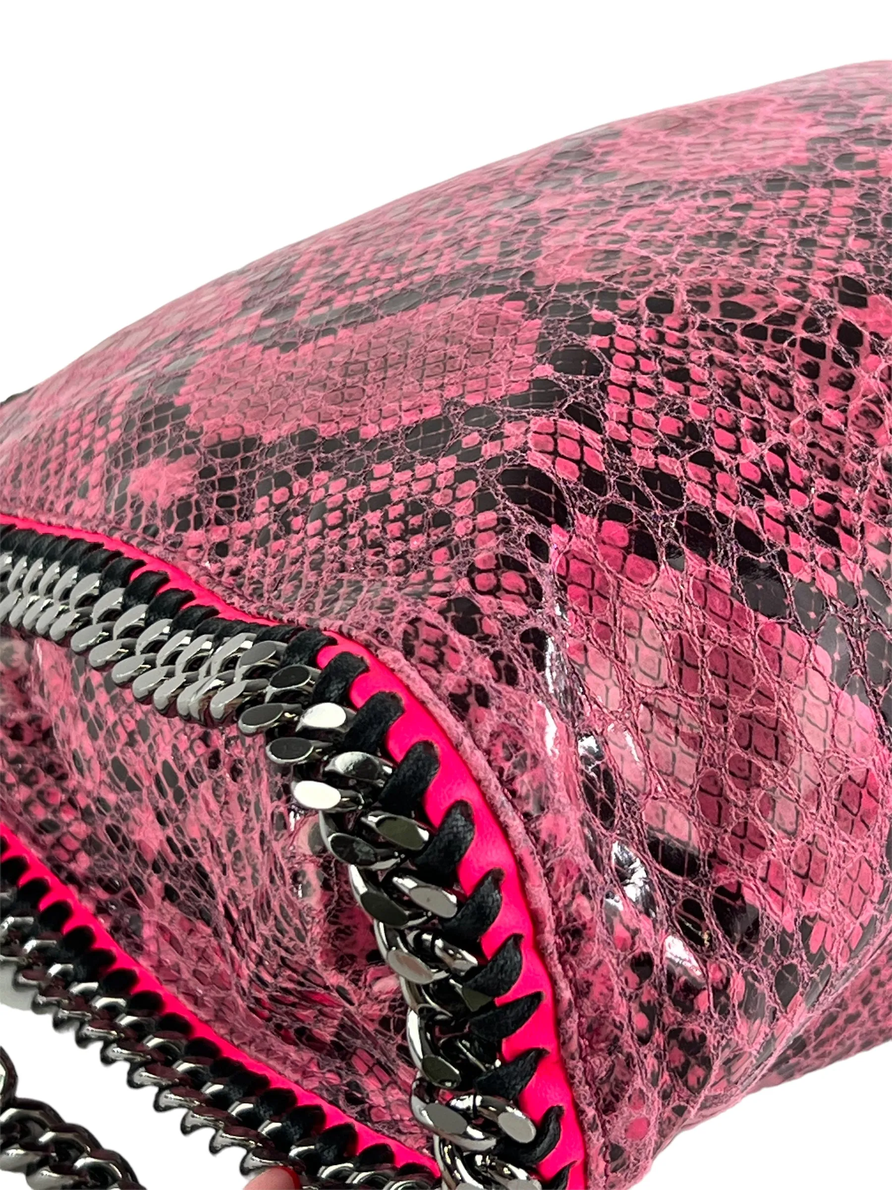 Stella McCartney Pink Faux Leather Snake Print Falabella Tote
