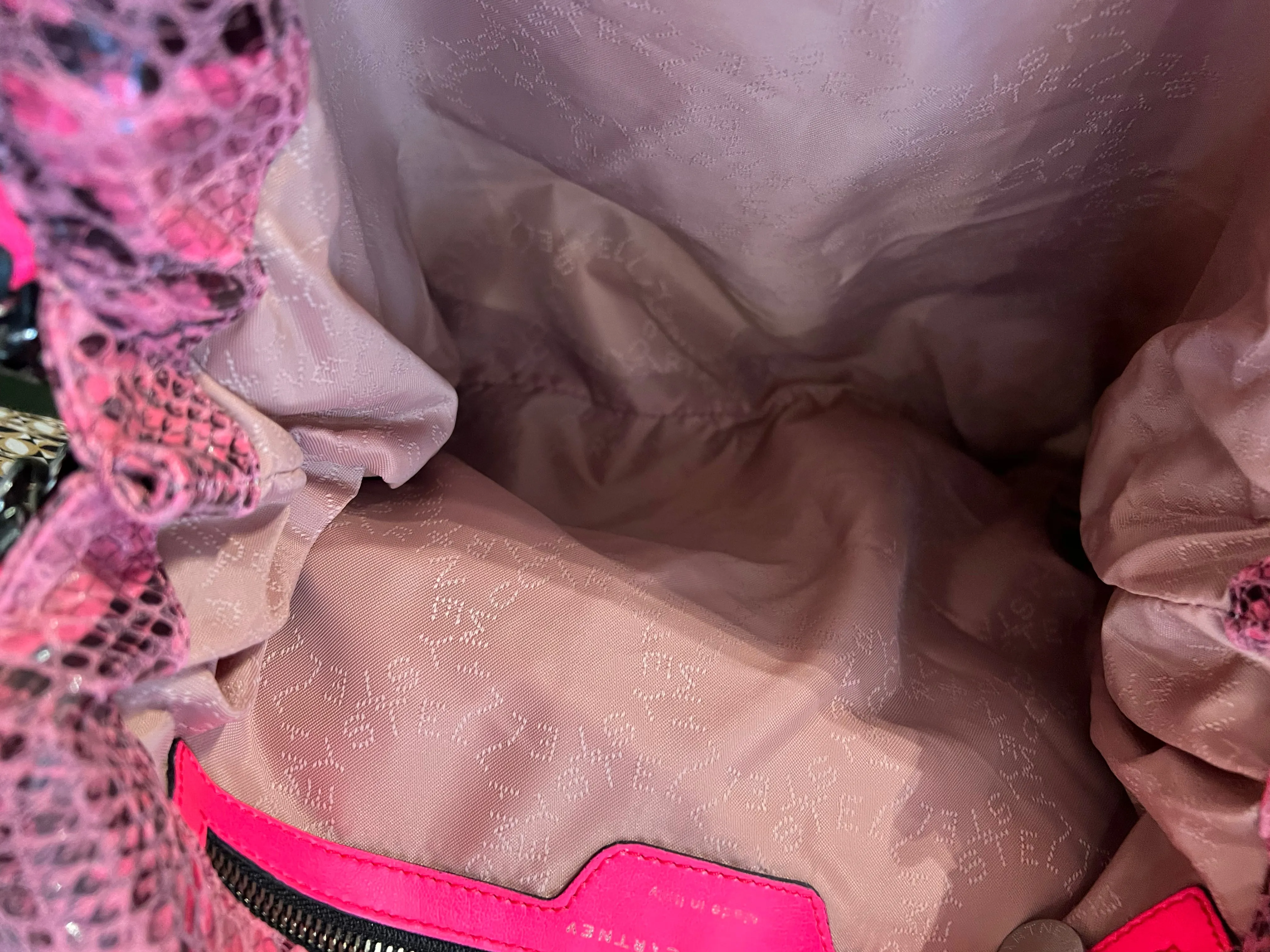 Stella McCartney Pink Faux Leather Snake Print Falabella Tote