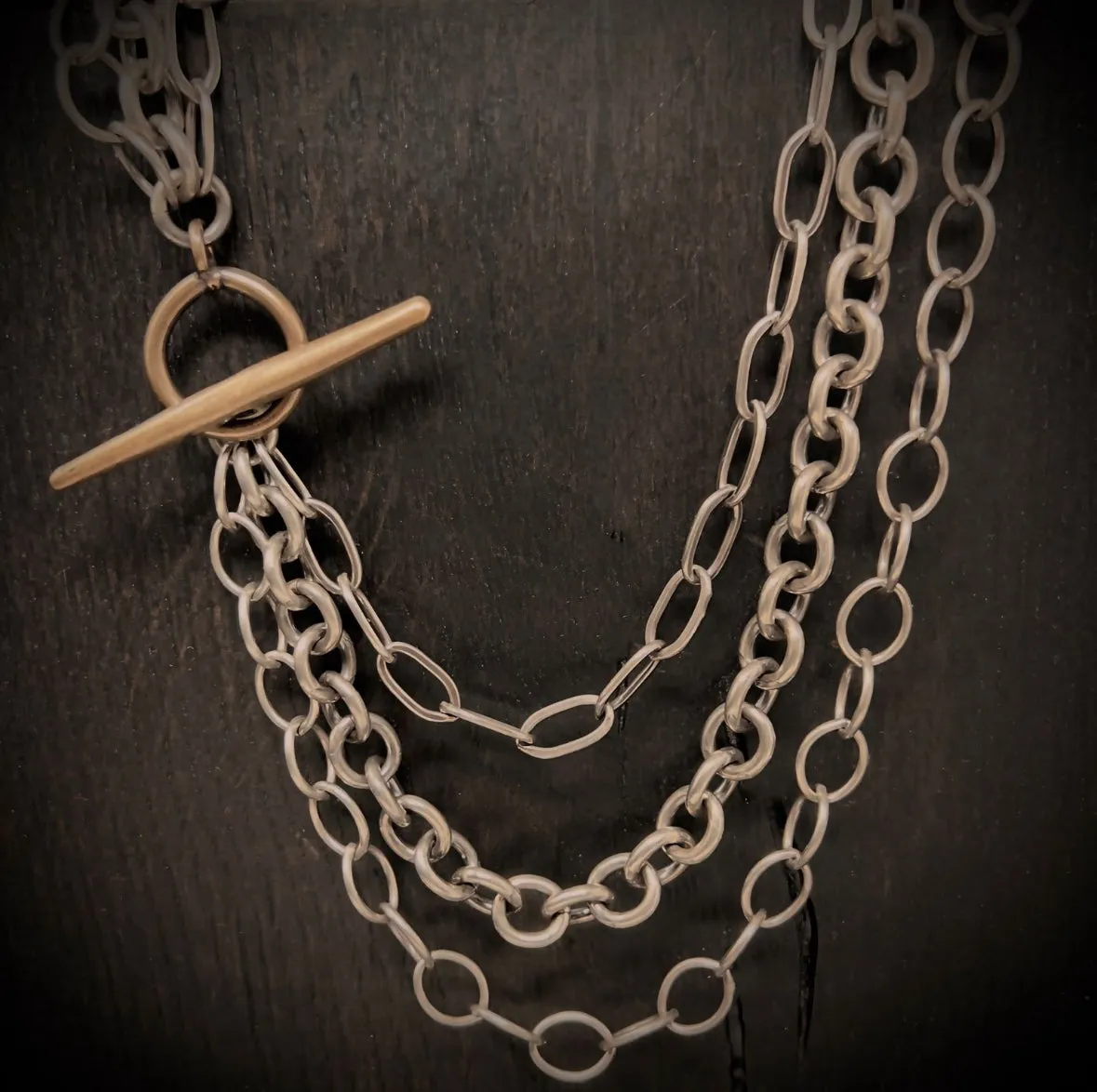 Sterling & Bronze Triple Chain Umbraculum Necklace