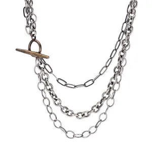 Sterling & Bronze Triple Chain Umbraculum Necklace