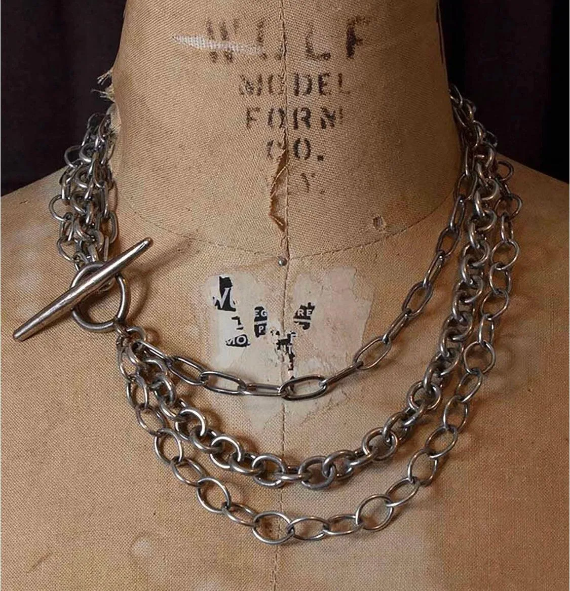 Sterling & Bronze Triple Chain Umbraculum Necklace