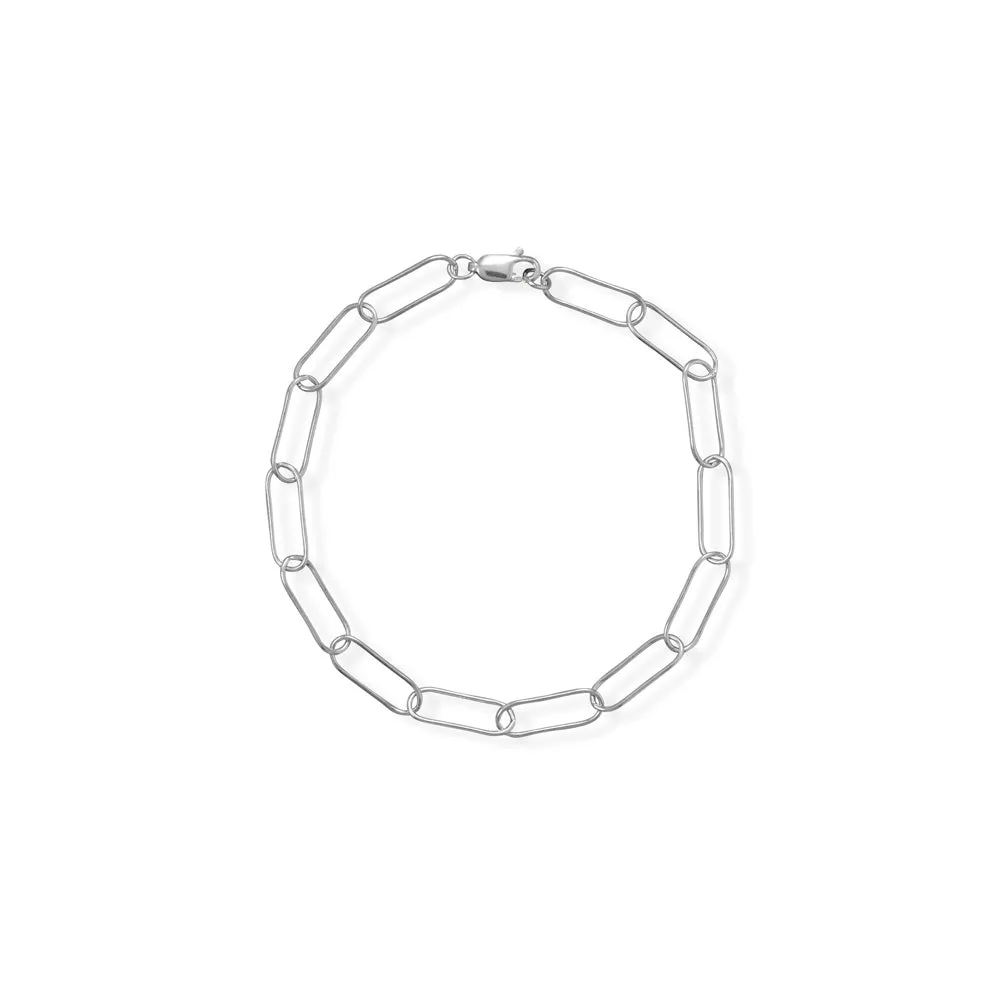 Sterling Silver Rhodium Plated Paperclip Bracelet