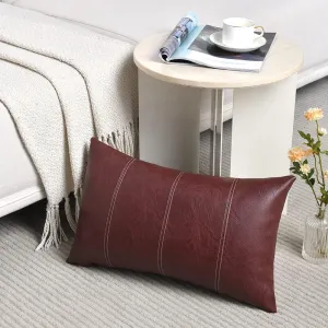 STITCHED VEGAN LEATHER PILLOW