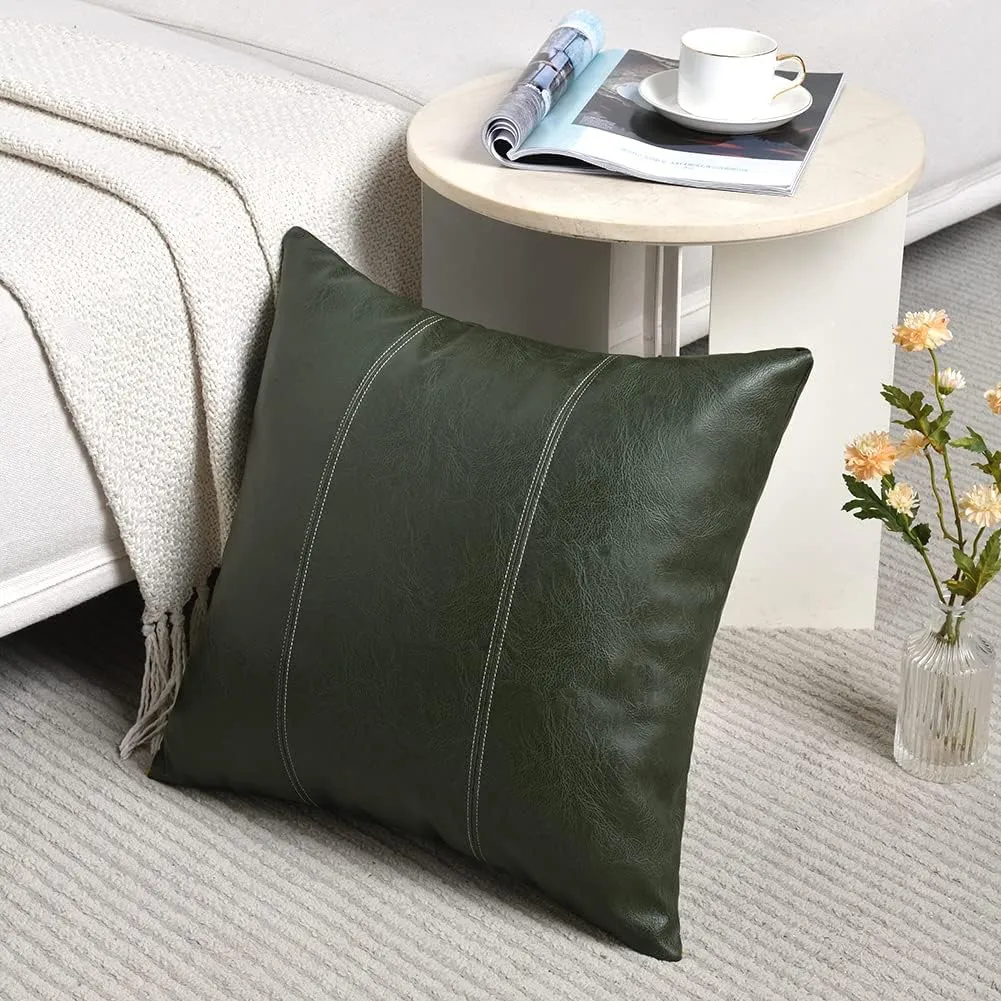 STITCHED VEGAN LEATHER PILLOW