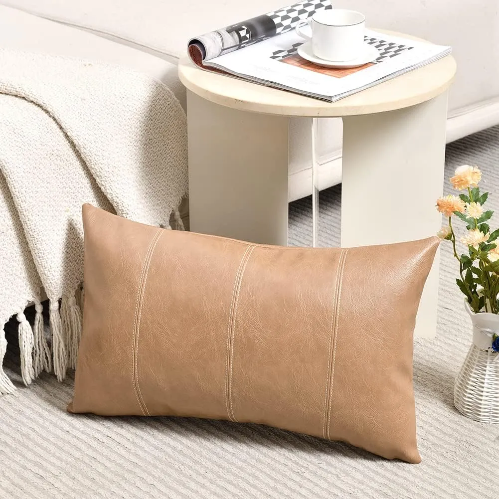 STITCHED VEGAN LEATHER PILLOW