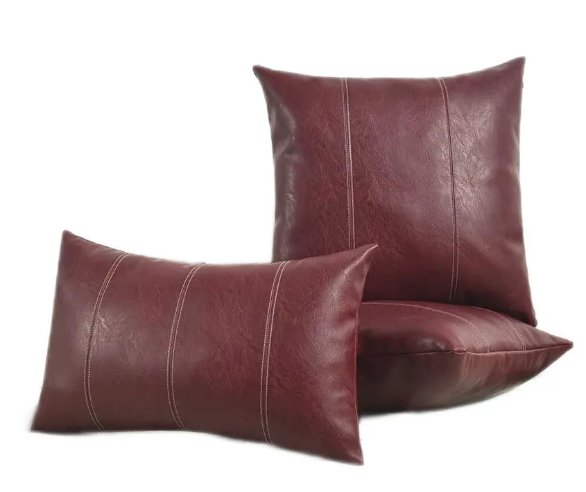 STITCHED VEGAN LEATHER PILLOW
