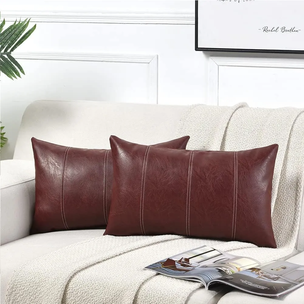 STITCHED VEGAN LEATHER PILLOW