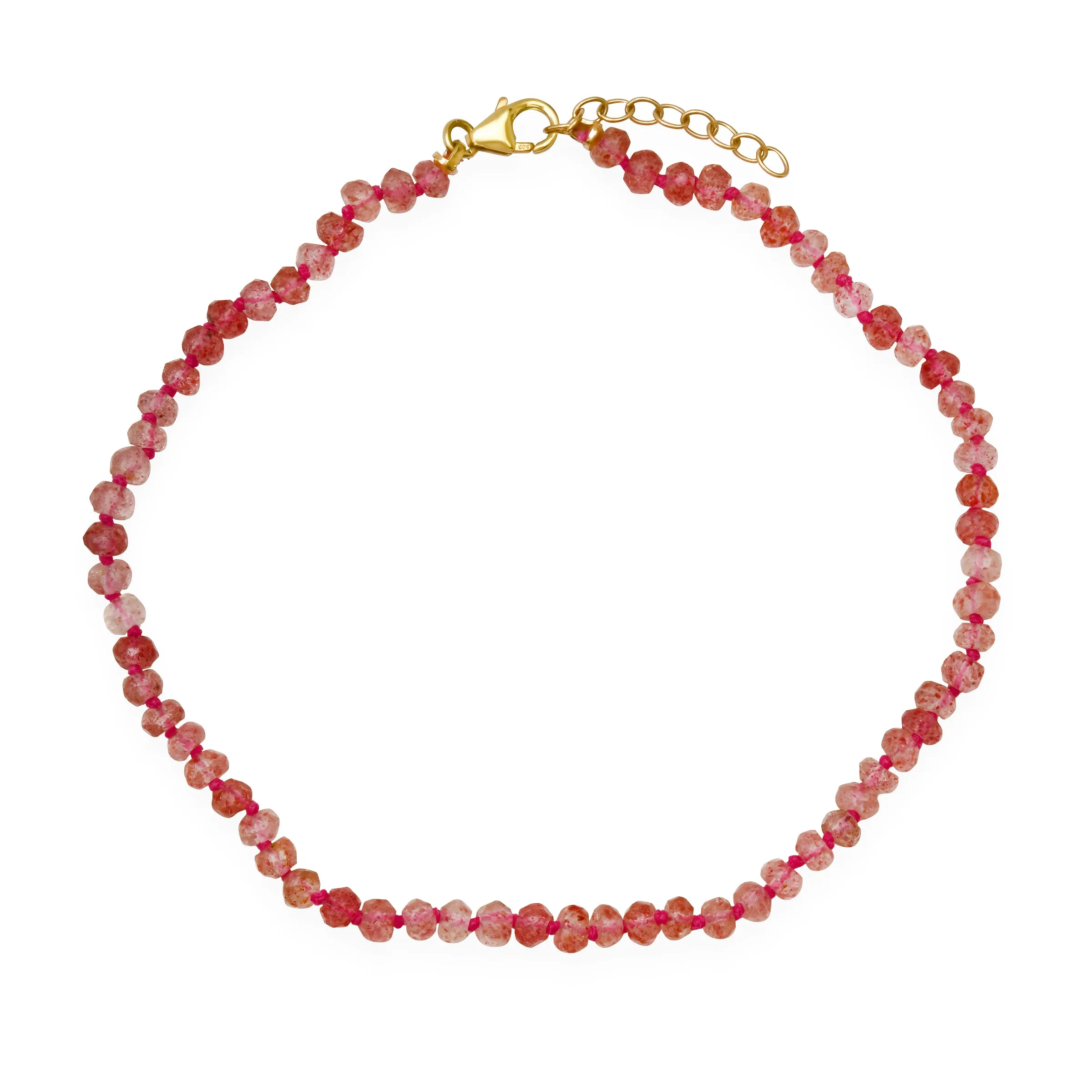 Strawberry Quartz Large Beaded Anklet