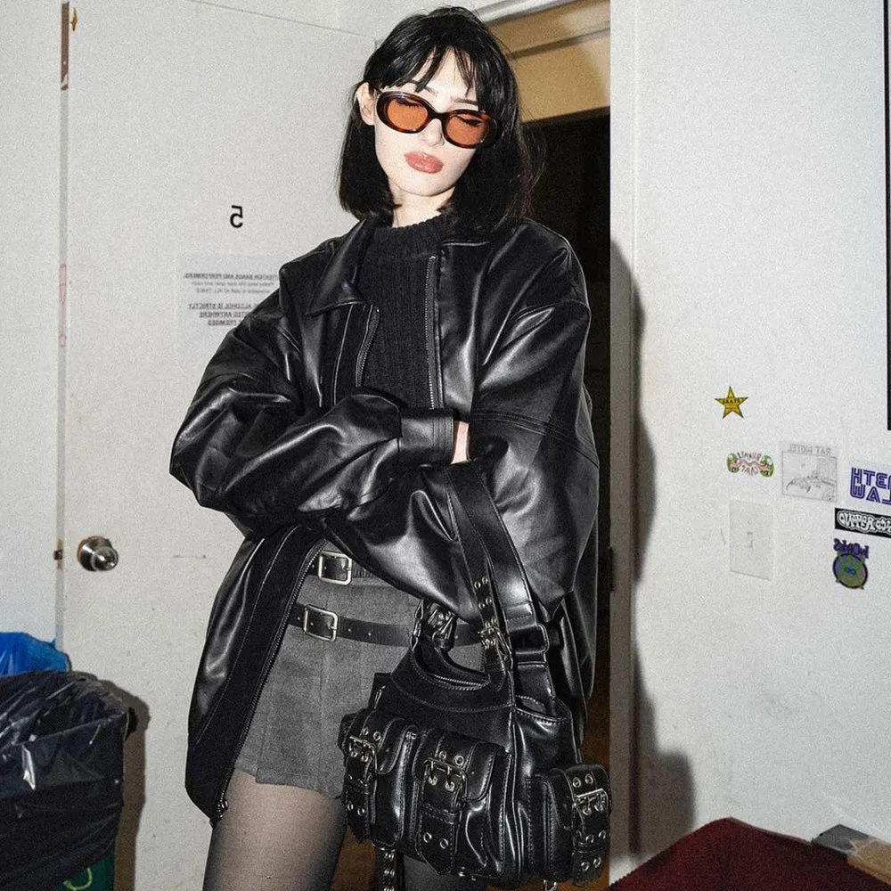 Street Black Lapel Biker Jacket