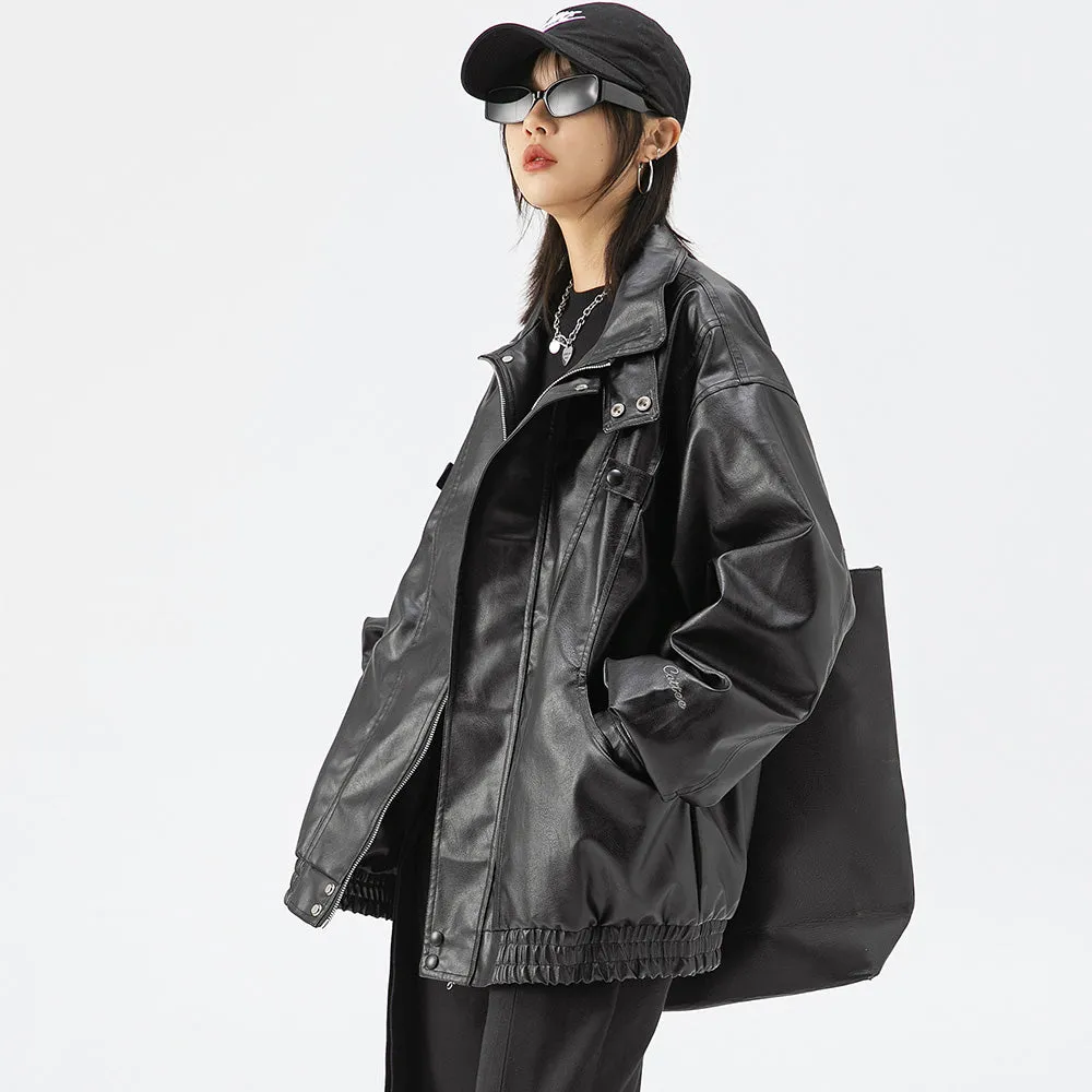 Street Black Lapel Biker Jacket