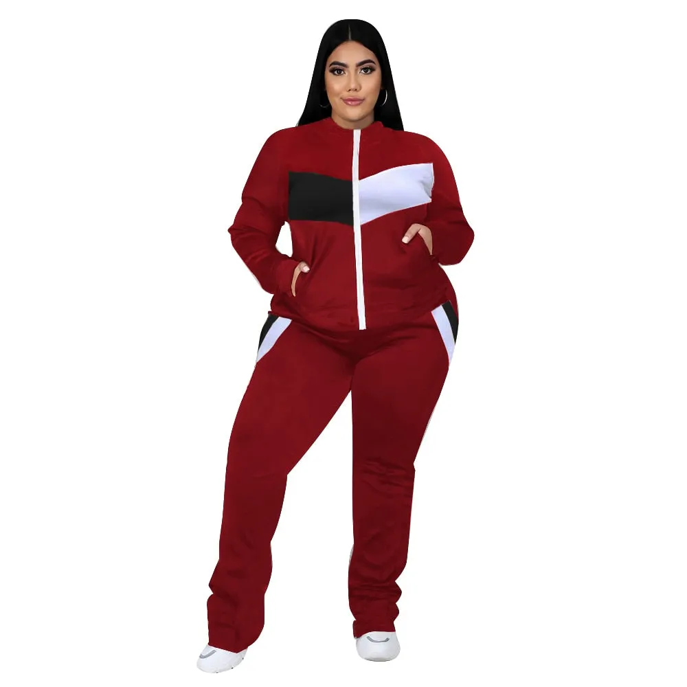 Stretch Tracksuit Plus Size Women Clothing Two Piece Set
