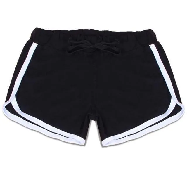 Striped Elastic & Drawstring Waist Shorts