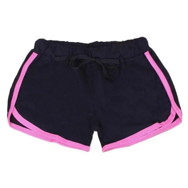 Striped Elastic & Drawstring Waist Shorts