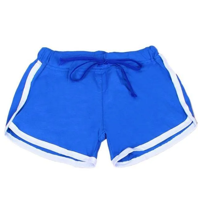 Striped Elastic & Drawstring Waist Shorts