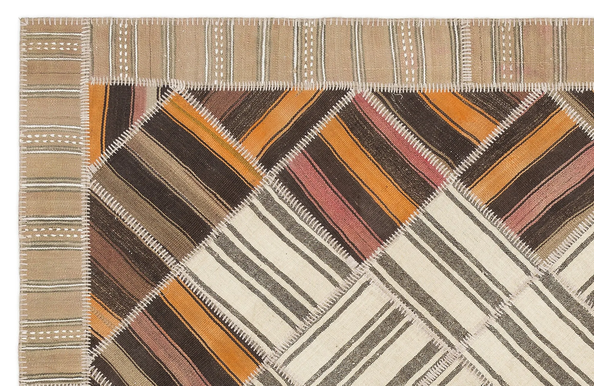 Striped Over Dyed Kilim Patchwork Unique Rug 5'7'' x 7'10'' ft 170 x 240 cm