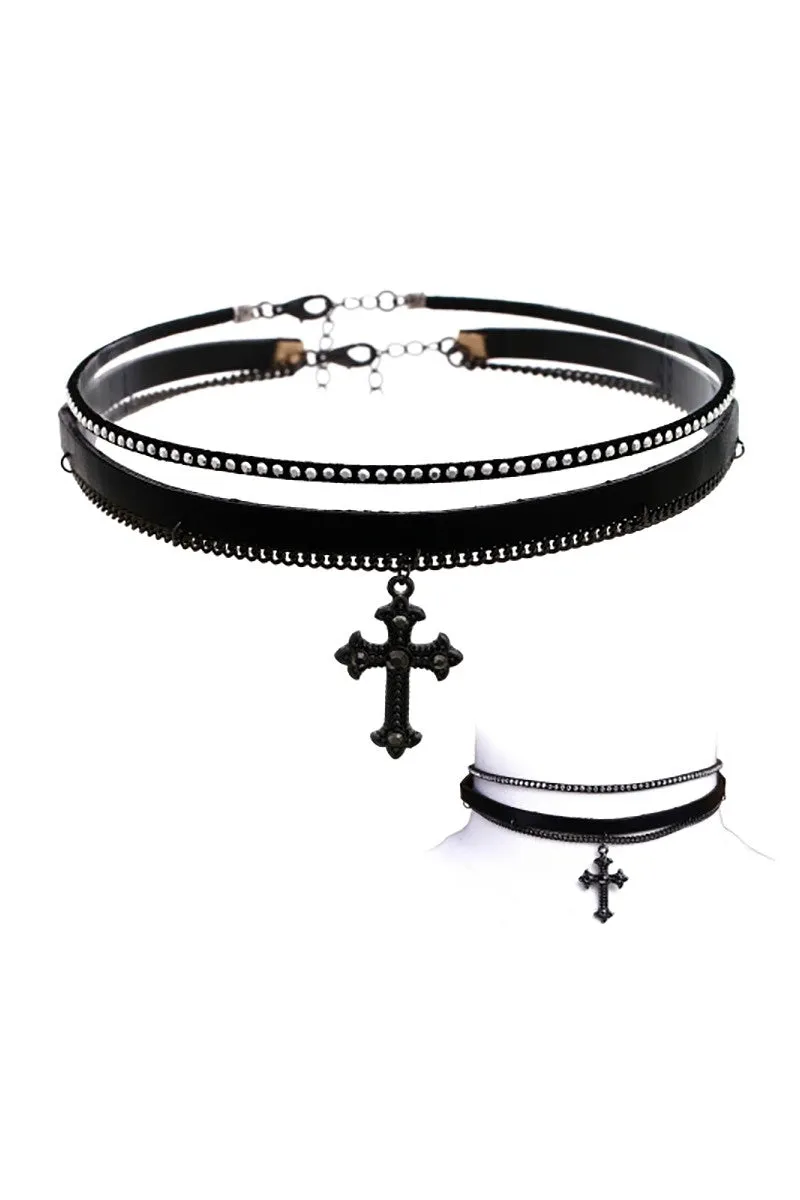 Studded Cross Choker