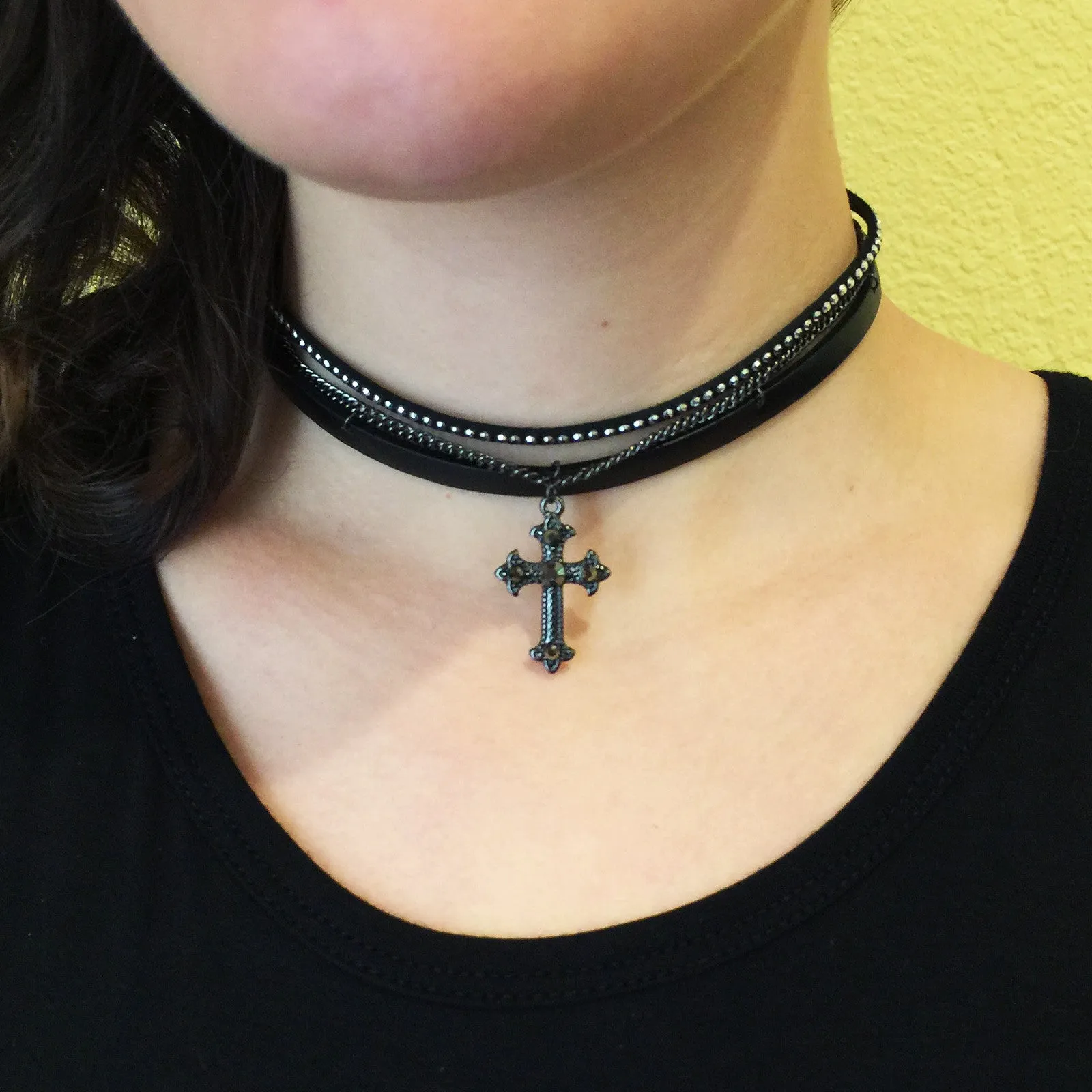 Studded Cross Choker